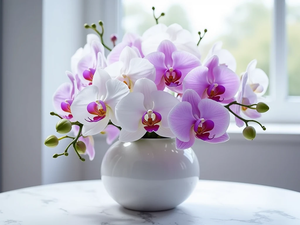 Modern Elegance arrangement with orchids by Jyxallanzun